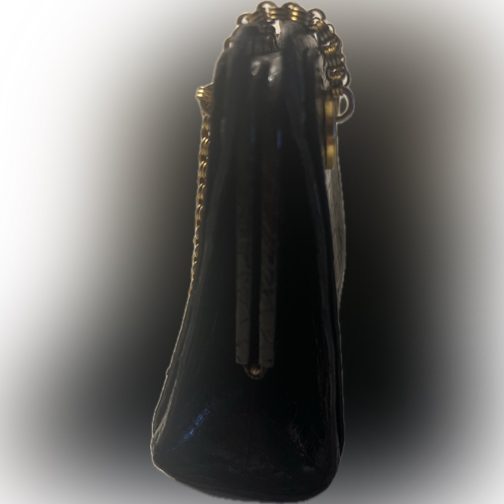 Mark Cross Alligator Vintage Handbag W/ Elegant Gold Chain Shoulder Strap - Picture 7 of 16